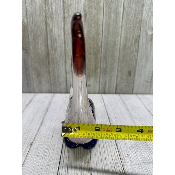 Vtg Hand Blown Art Glass Pelican Bird with Fish Figurine Paper Weight 7" Tall - Picture 8 of 10